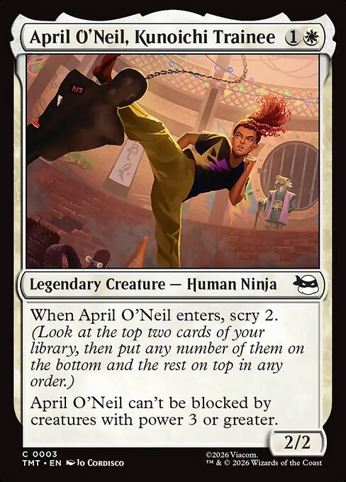 Preview image for the April O'Neil, Kunoichi Trainee single card for the collectable card game Magic: The Gathering.