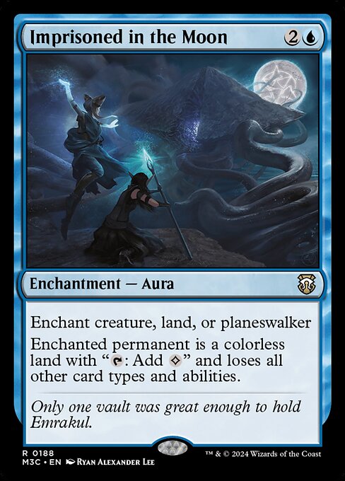 Preview image for the Imprisoned in the Moon single card for the collectable card game Magic: The Gathering.