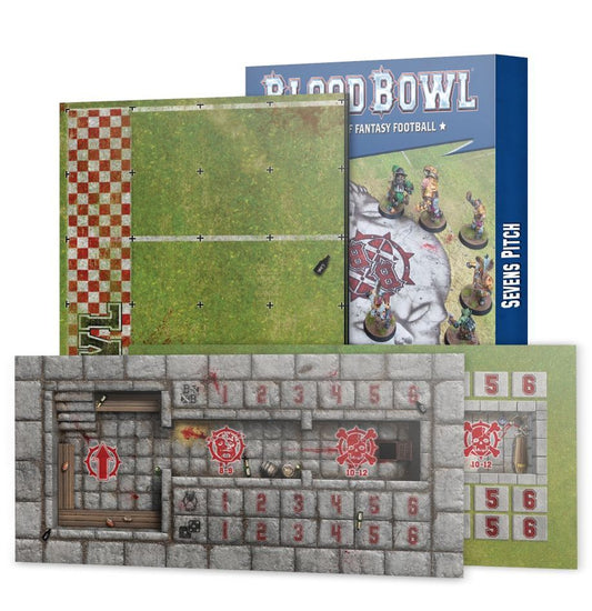 SEVENS PITCH: DOUBLE-SIDED PITCH AND DUGOUTS FOR BLOOD BOWL SEVENS