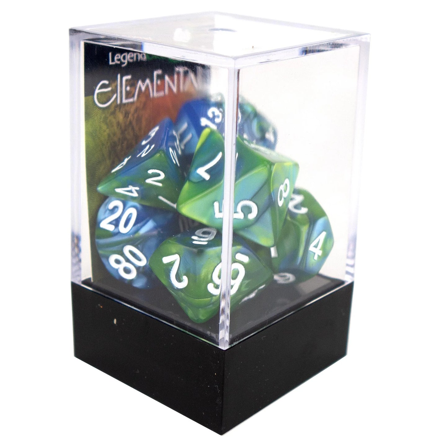 Elemental poly dice - Blue and Green