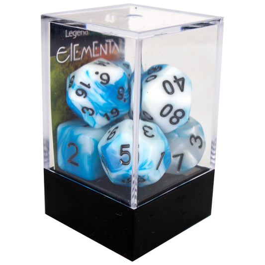 Elemental poly dice - Cyan and White