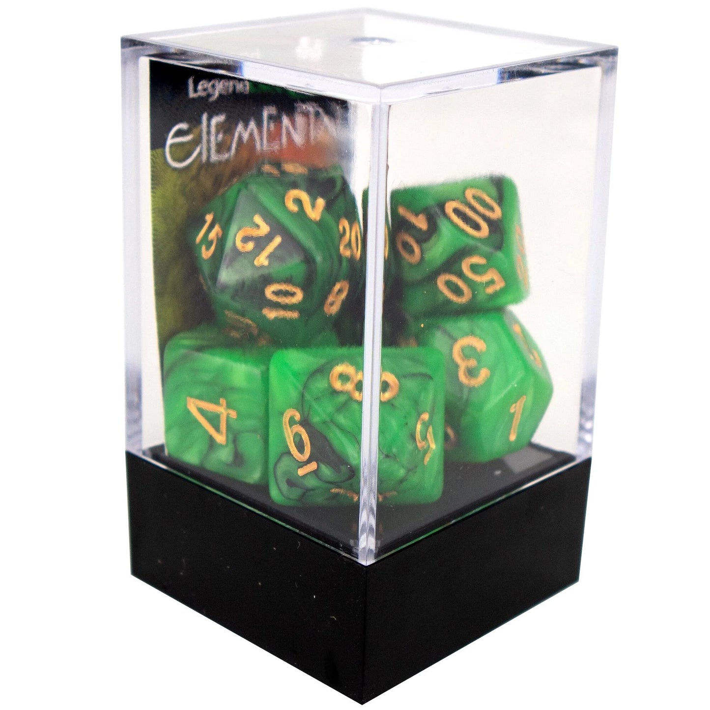 Elemental poly dice - Green and Black