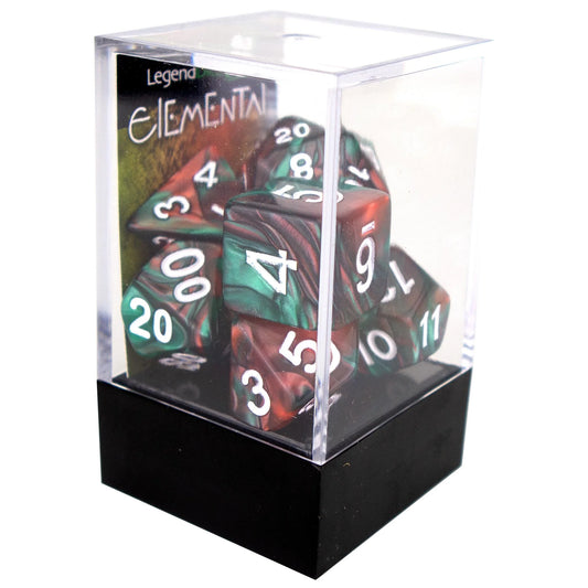 Elemental poly dice - Green and Red