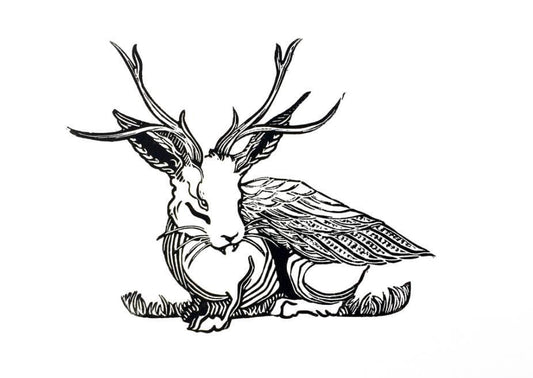 'Wolpertinger' linocut print (Loose)