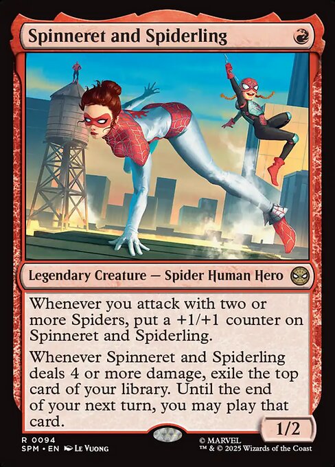 Preview image for the Spinneret and Spiderling single card for the collectable card game Magic: The Gathering.
