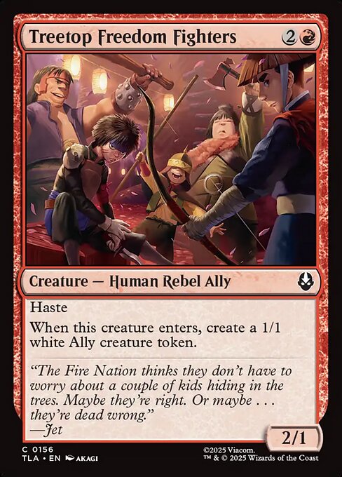 Preview image for the Treetop Freedom Fighters single card for the collectable card game Magic: The Gathering.