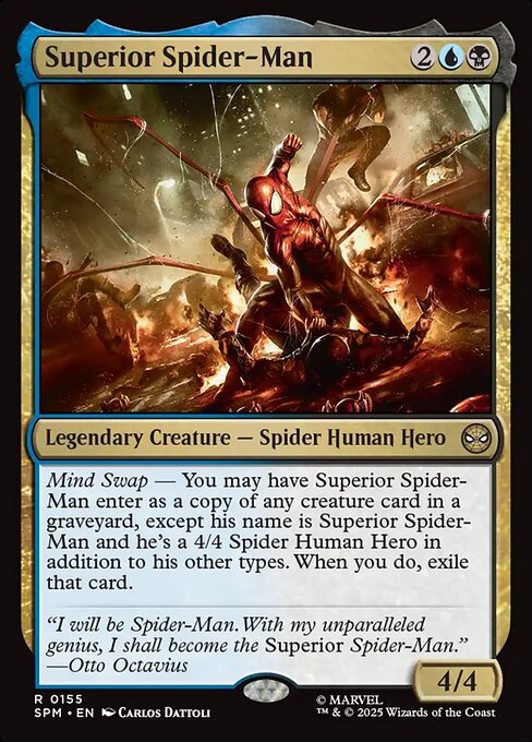 Preview image for the Superior Spider-Man single card for the collectable card game Magic: The Gathering.