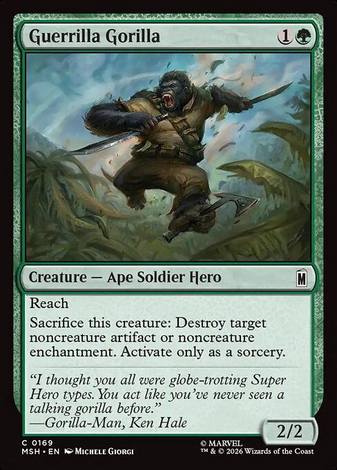 Preview image for the Guerrilla Gorilla single card for the collectable card game Magic: The Gathering.