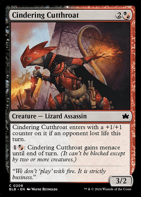 Preview image for the Cindering Cutthroat single card for the collectable card game Magic: The Gathering.