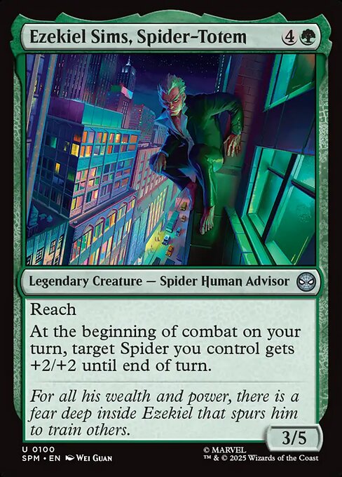 Preview image for the Ezekiel Sims, Spider-Totem single card for the collectable card game Magic: The Gathering.