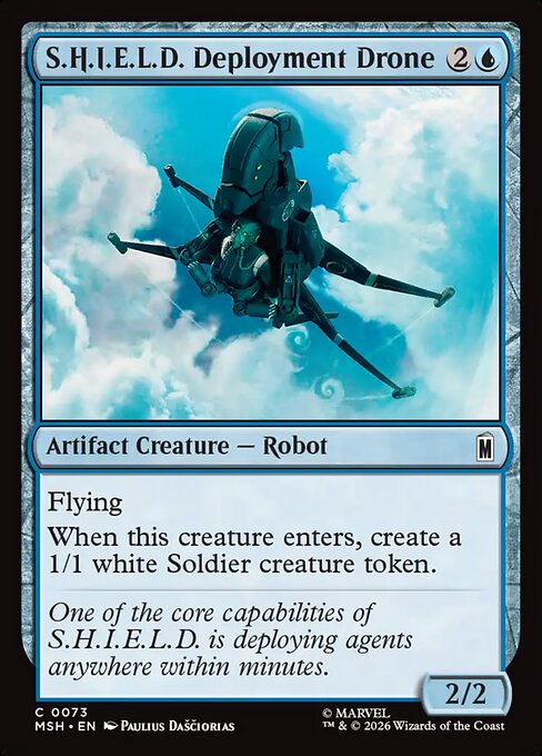 Preview image for the S.H.I.E.L.D. Deployment Drone single card for the collectable card game Magic: The Gathering.