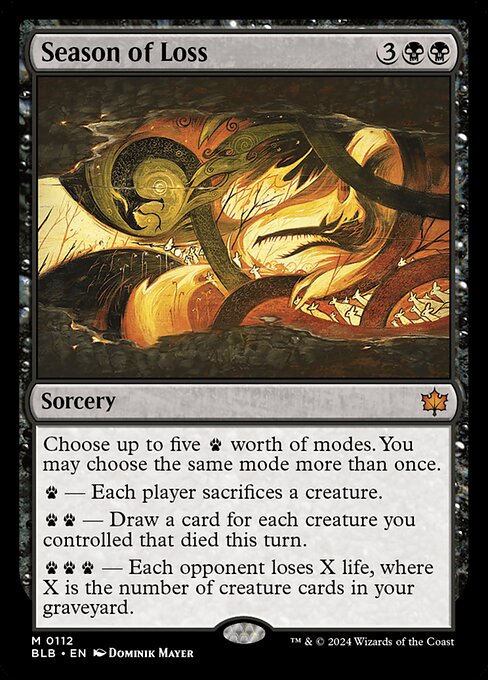 Preview image for the Season of Loss single card for the collectable card game Magic: The Gathering.