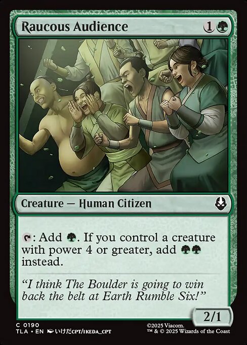 Preview image for the Raucous Audience single card for the collectable card game Magic: The Gathering.