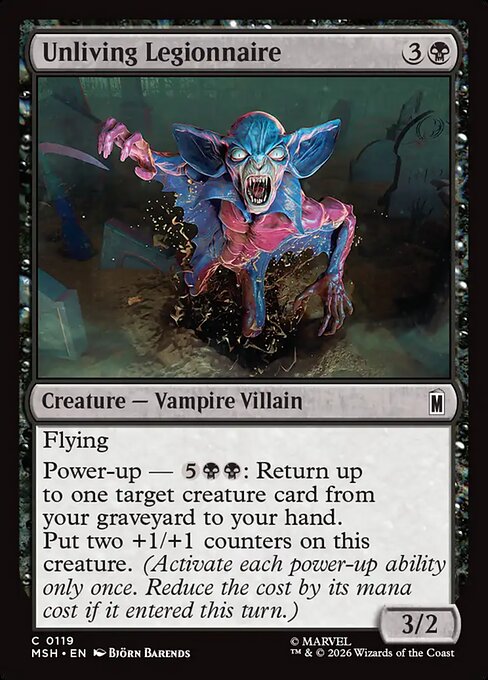 Preview image for the Unliving Legionnaire single card for the collectable card game Magic: The Gathering.