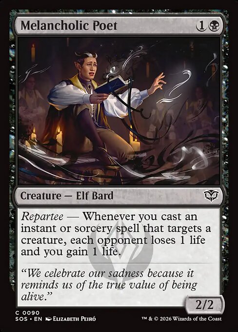 Preview image for the Melancholic Poet single card for the collectable card game Magic: The Gathering.