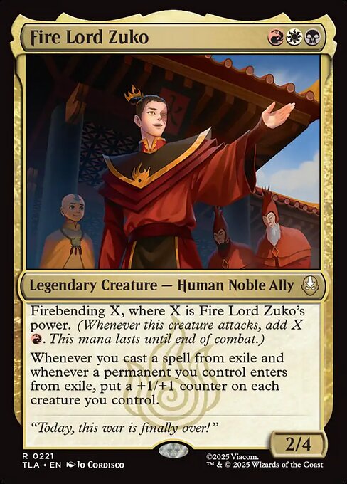 Preview image for the Fire Lord Zuko single card for the collectable card game Magic: The Gathering.
