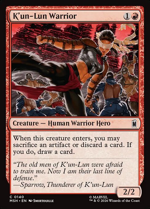 Preview image for the K'un-Lun Warrior single card for the collectable card game Magic: The Gathering.