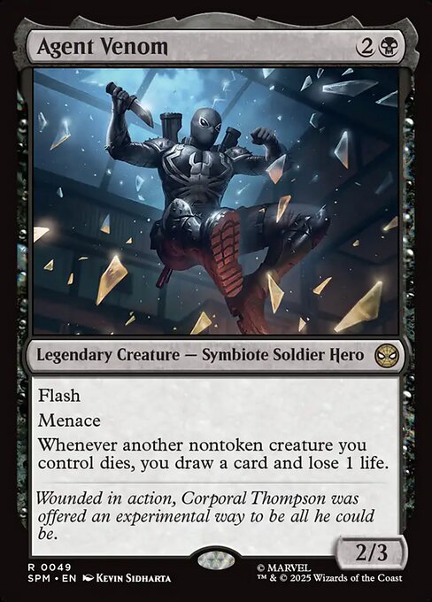 Preview image for the Agent Venom single card for the collectable card game Magic: The Gathering.