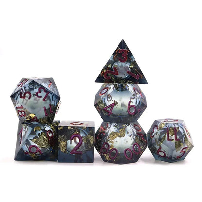 Celestial Shadow | Liquid Core Dice Set | Sharp Edge Resin Dice Set | Dice Set