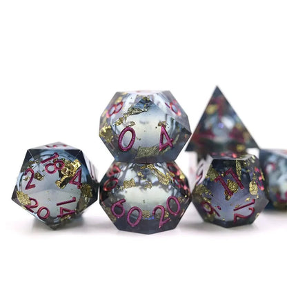 Celestial Shadow | Liquid Core Dice Set | Sharp Edge Resin Dice Set | Dice Set