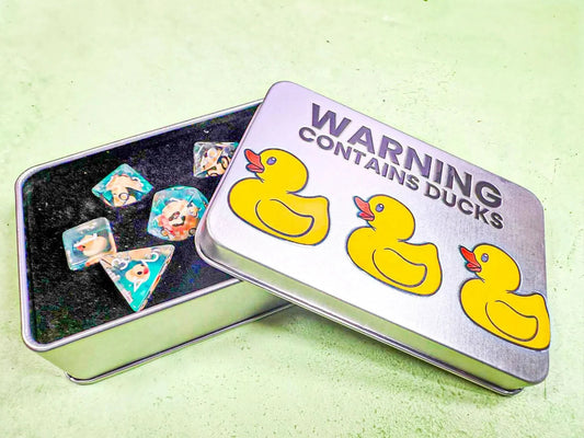 Warning Contains Ducks Dice Tin