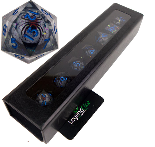 Liquid Core Dice in Case - Spider (Blue)