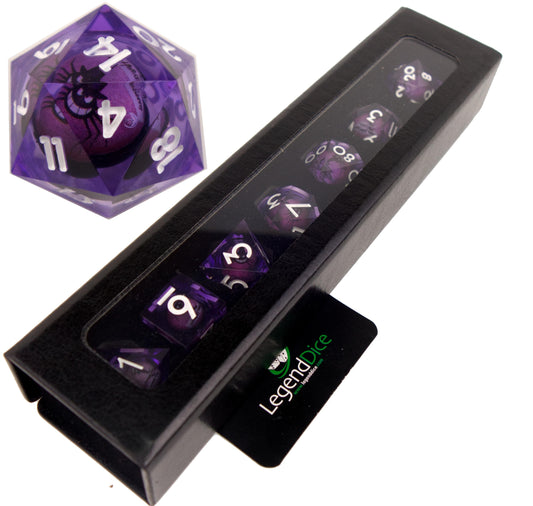 Liquid Core Dice in Case - Spider with a hat (White)