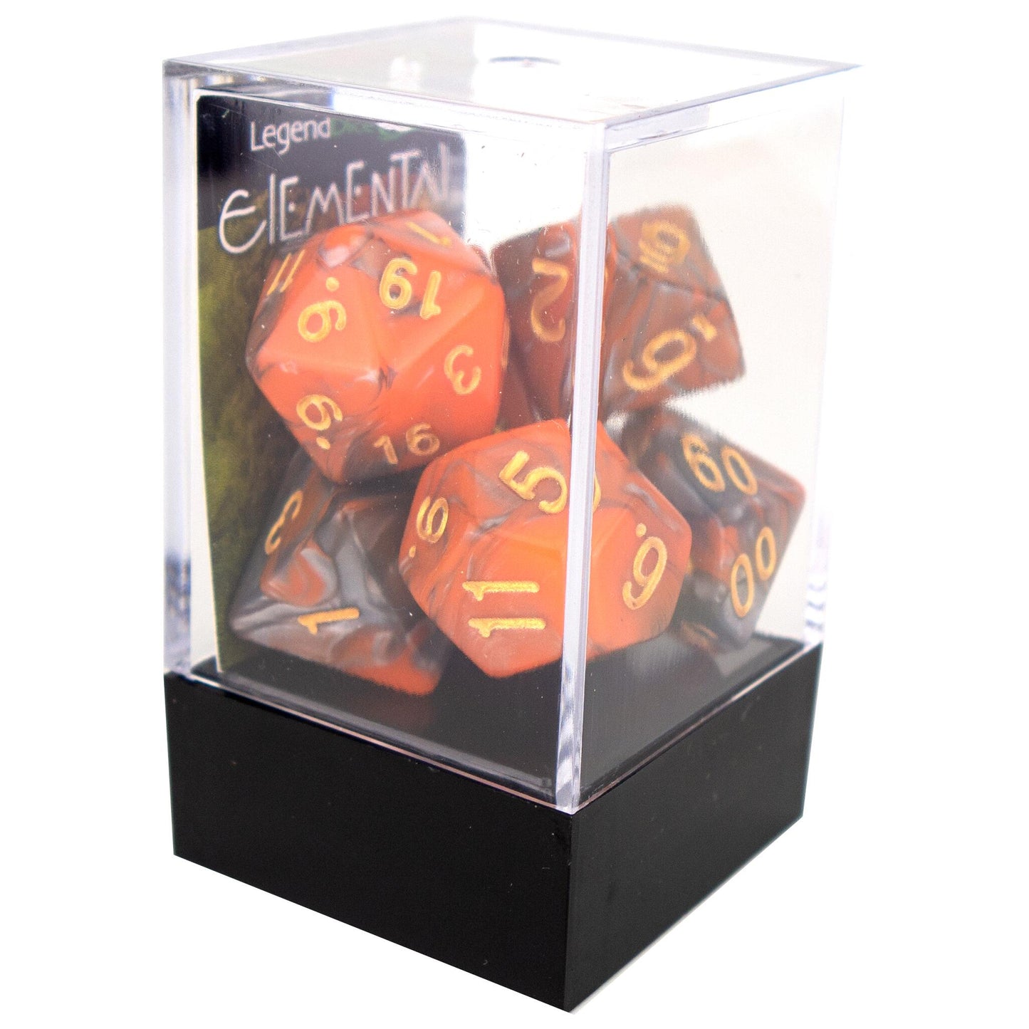 Elemental poly dice - Steel and Orange