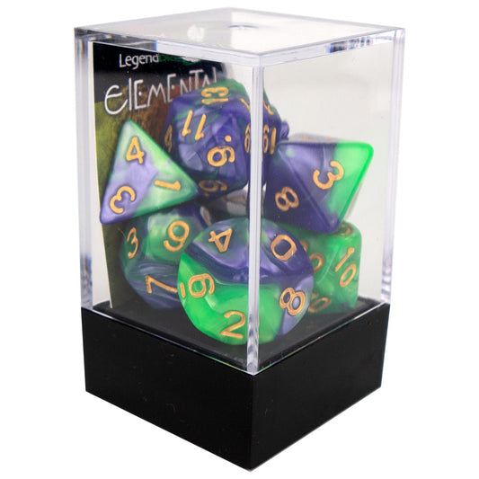 Elemental poly dice - Dark purple and Green