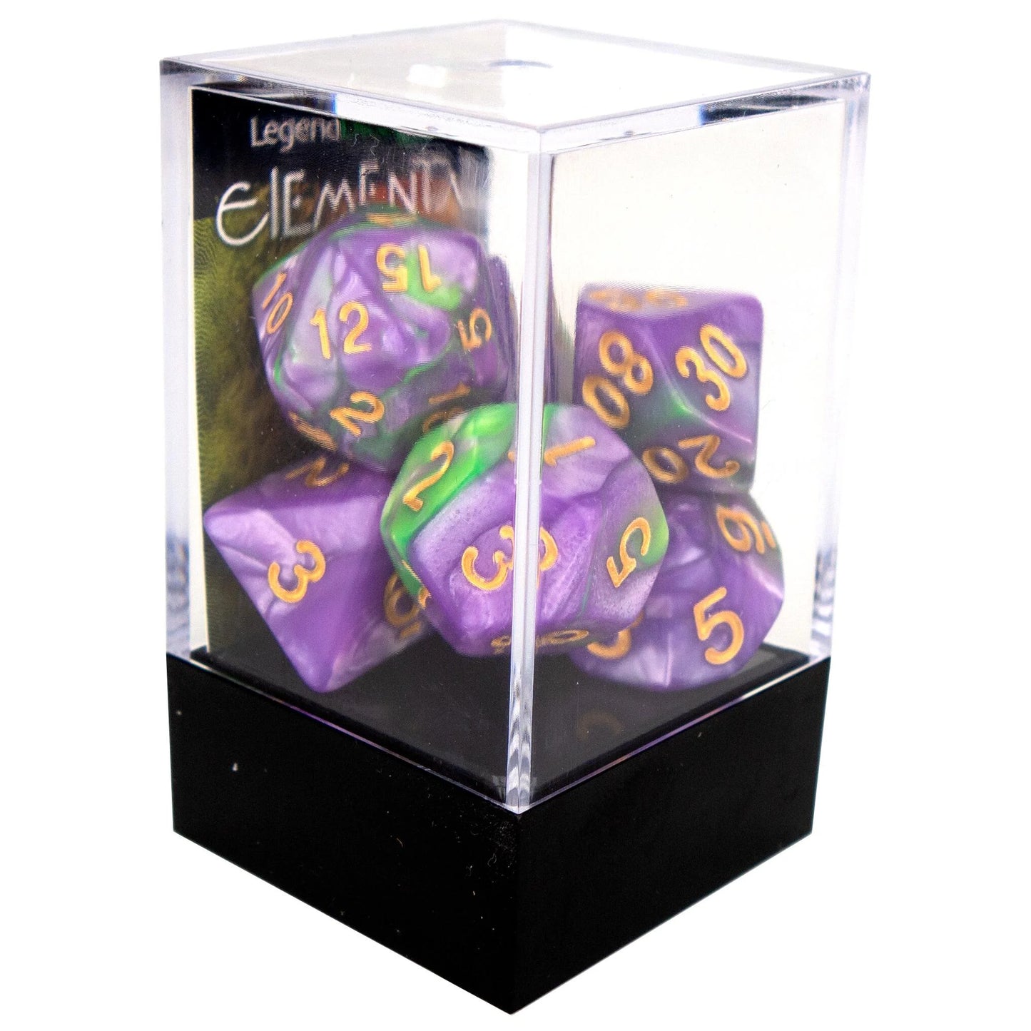 Elemental poly dice - Purple and Green