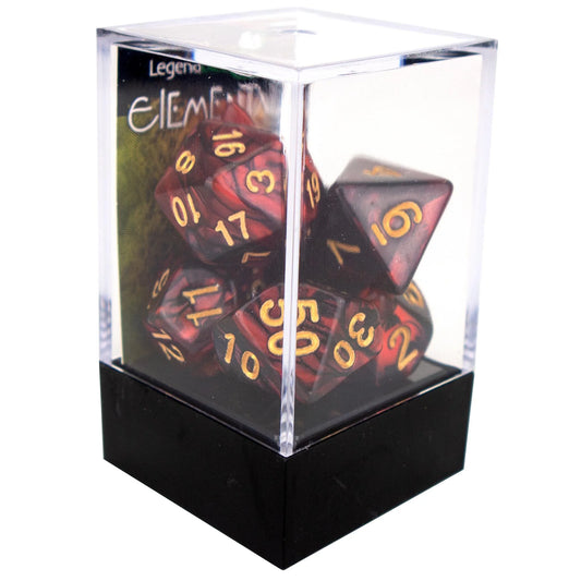 Elemental poly dice -Dark Red and Black