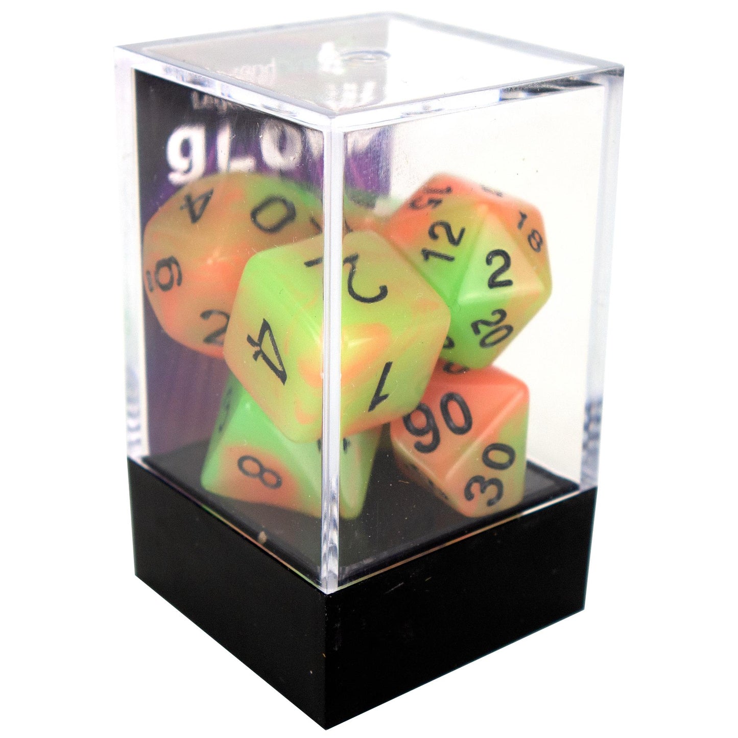 Glow Poly Dice - Orange/Green