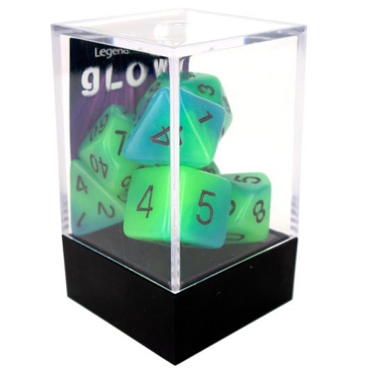 Glow Poly Dice - Green/Blue