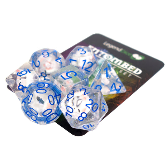 Poly Dice Set - Inclusion - White Fox, Clamshell