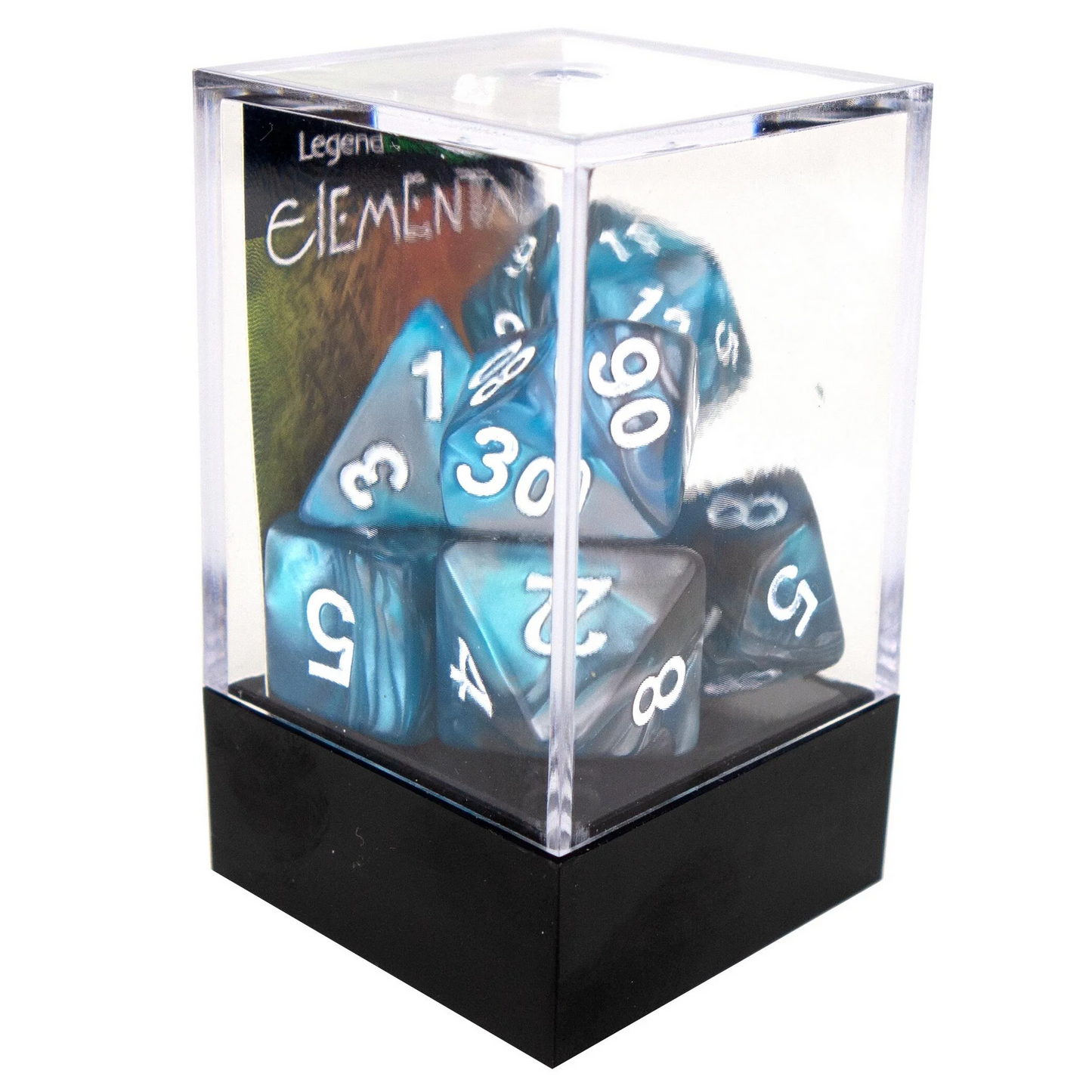 Elemental poly dice - Steel and blue