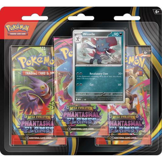 Pokémon TCG: Mega Evolution Phantasmal Flames - 3 Pack CDU (Weavile)